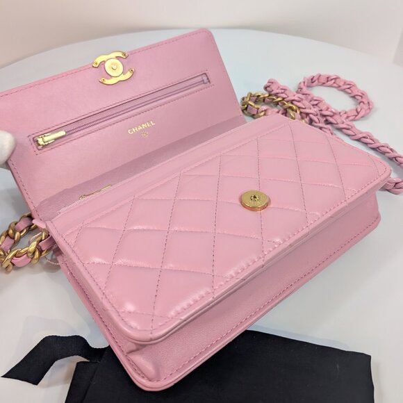 Chanel Classic Pink Wallet on Chain (WOC) Quilted Lambskin with Tonal Chain - Picture 7 of 14